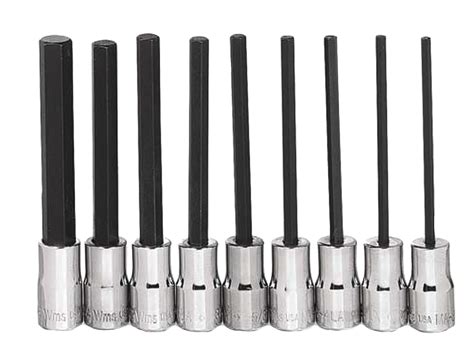 1 4 Drive Long Hex Bit Socket Set 9 Pieces Sae