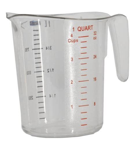 1 Qt 1000 Ml Clear Polycarbonate Measuring Cup Omcan