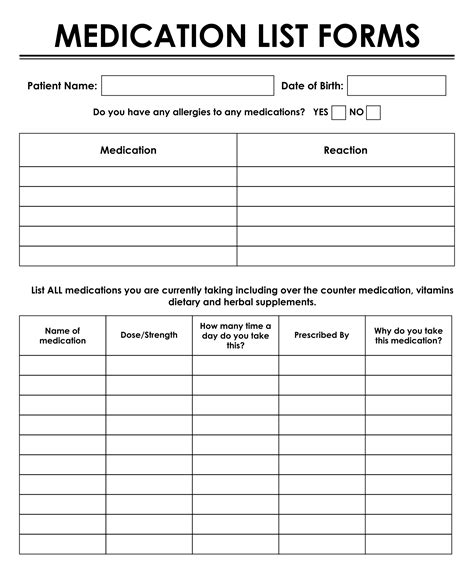 10 Best Printable Medication List Artofit