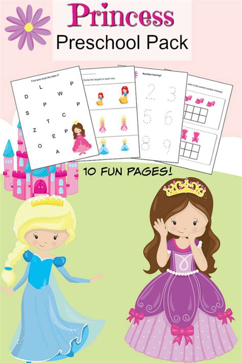 10 Pretty Printable Preschool Princess Worksheets Kids Activities