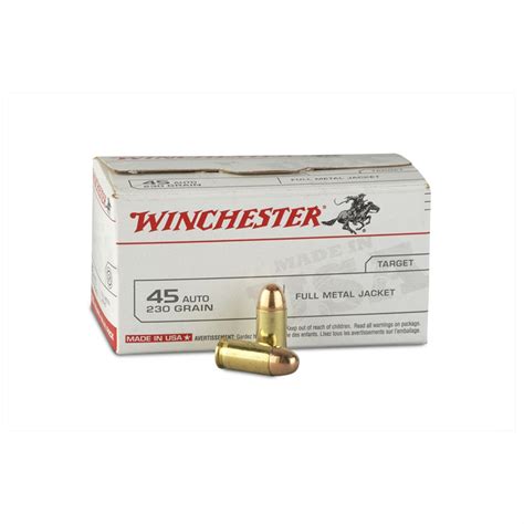 100 Rds Winchester 45 Acp 230 Grain Fmj Rn Ammo 187121 45 Acp