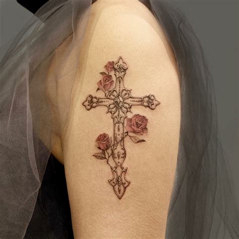 11 Feminine Cross With Flowers Tattoo Ideas That Will Blow Your Mind