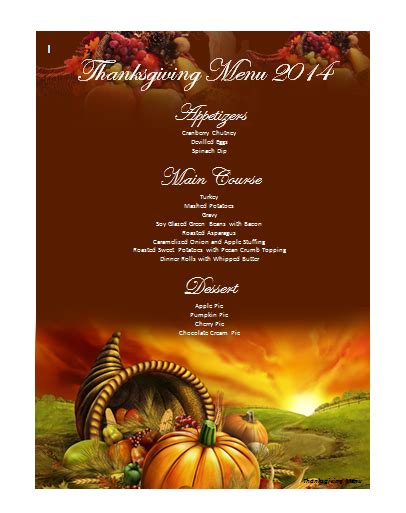 11 Free Awesome Thanksgiving Menu Templates My Word Templates