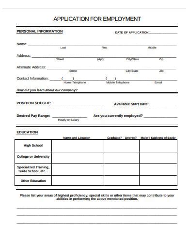 16 Job Application Form Templates In Google Docs Pages Ms Word Pdf Riset