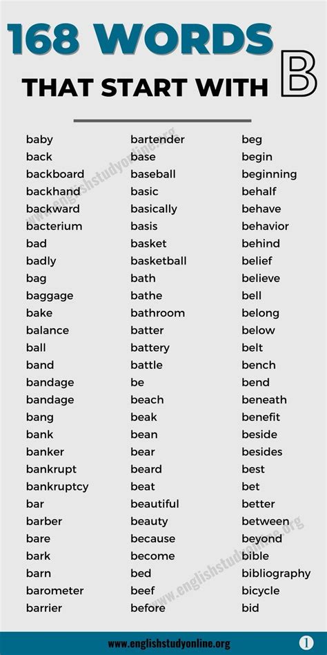 168 Useful Words That Start With B In English English Study Online