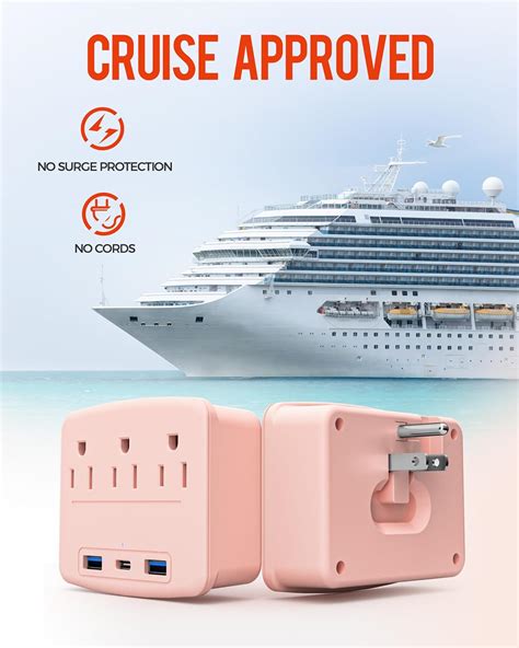 2 Pc Cruise Power Strip Foldable Non Surge Protector With Usb C Outlets