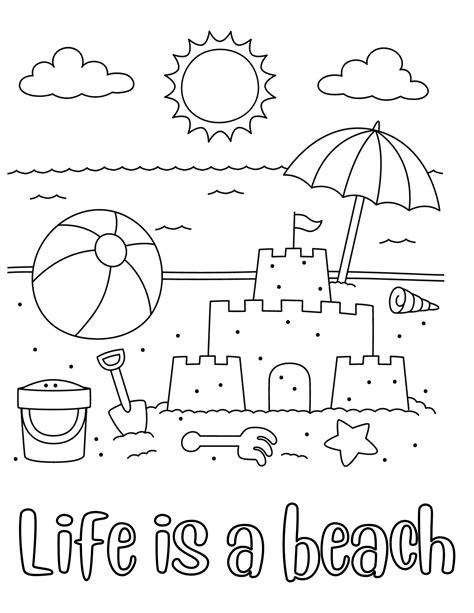 20 Beach Coloring Pages For Kids To Print For Free