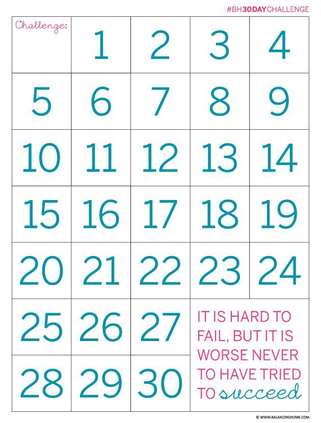 20 Day Countdown Chart