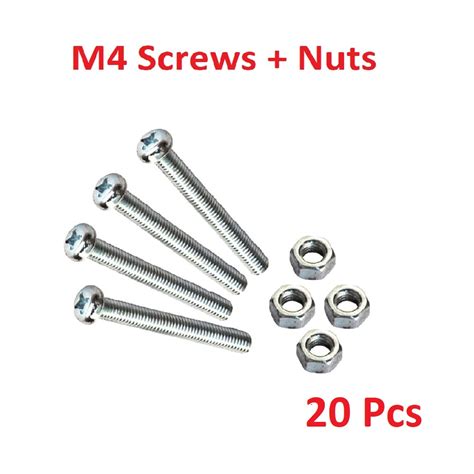 20 Pcs M4 Screw 4Mm 10Mm Machine Screws With Metric M4 Hex Nut