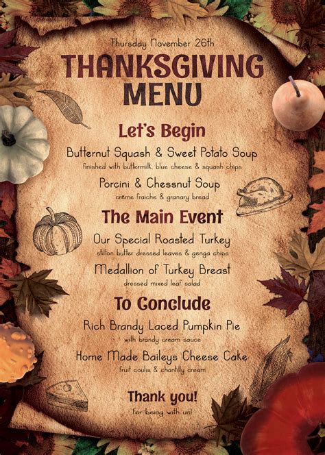 20 Thanksgiving Menu Templates Free Sample Example Format Download