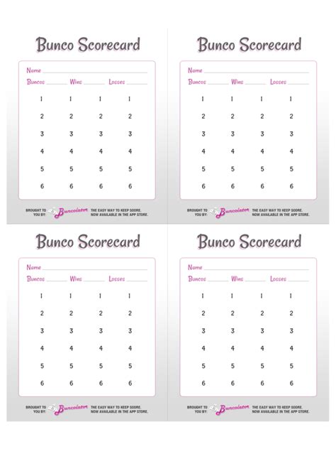 2024 Bunco Score Sheet Fillable Printable Pdf Forms Handypdf