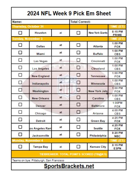 2024 Nfl Schedule Printable Pdf Marj Marcelle