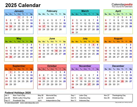 10 Free Printable 2025 Calendar PDF Templates