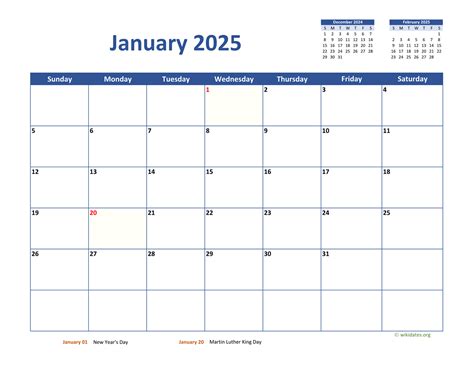 2025 Monthly Calendar Printable Template