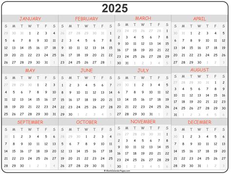 2025 Printable Calendar Printable Word Searches