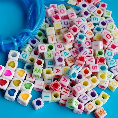 210X Alphabet Beads Diy Bracelet Kit Mixed Letter Acrylic Etsy Diy