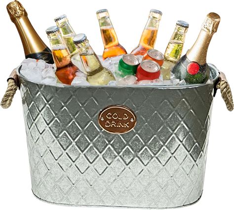 24L Cold Drinks Galvanised Steel Oval Tub Beverage Beer Lager Outdoor