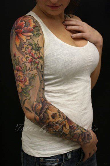 25 Awesome Skull Sleeve Tattoos Designs For Women Wassup Mate