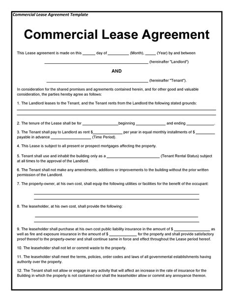 27 Free Commercial Lease Agreement Templates Templatelab