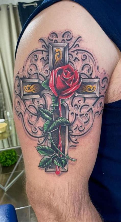 30 Cross With Rose Tattoo Ideas For Men And Women Art And Design