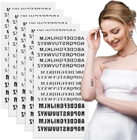 30 Sheet Alphabet Temporary Tattoo Stickers Black English Letters