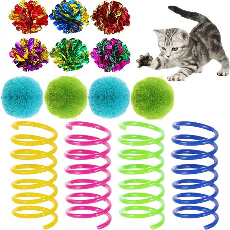 36 Pieces Colorful Cat Spring Toy Lightweight Shiny Cat Crinkle Ball