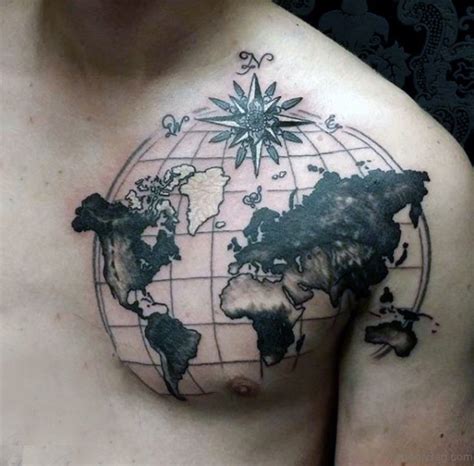 38 Stylish Map Tattoos On Chest Tattoo Designs Tattoosbag Com