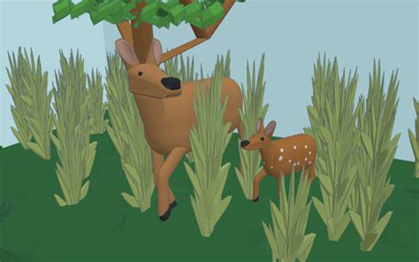 3D Design Deer By The Stream Diorama Tinkercad