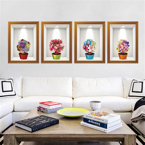 3D Flower Wall Sticker Removable Mural Decals Vinyl Art Living Room Decor Stencil Wall Designs