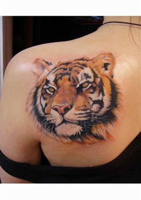 3D Realistic Detailed Tiger Tattoo On Shoulder Tattooimages Biz