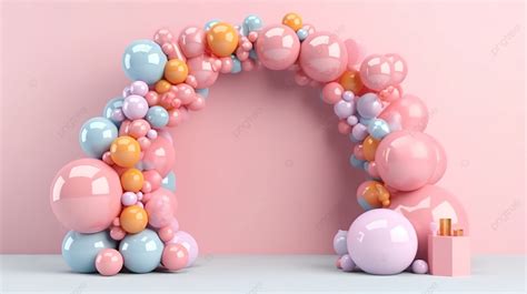 3D Render Of Balloon Arch Frame As Decorative Element For Weddings And