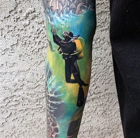 40 Amazing Scuba Diving Tattoo Designs For Men