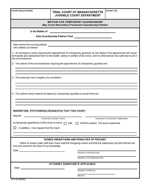 40 Printable Temporary Guardianship Forms All States