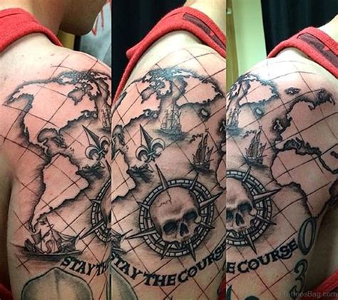 49 Funky Map Tattoos On Shoulder