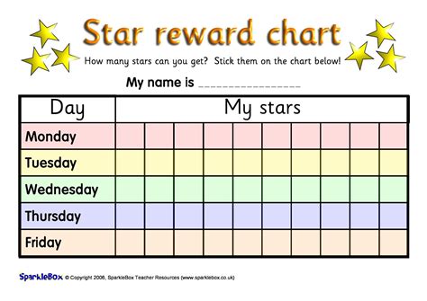 5 Day Reward Chart Printable