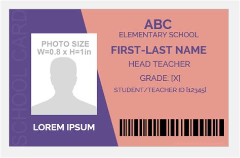 5 Editable School Id Badge Templates For Teachers Students