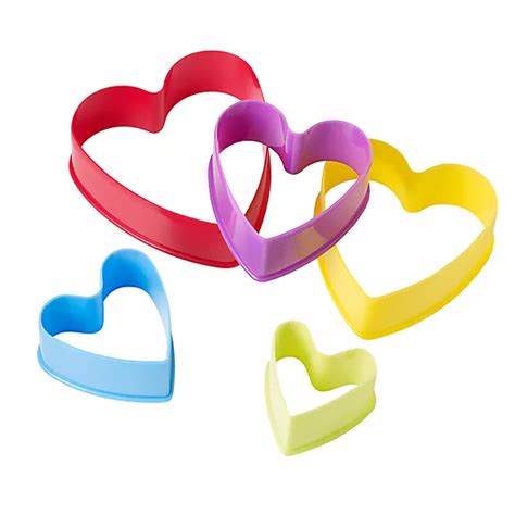 5 Heart Shaped Cookie Cutters Set Lakeland