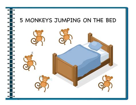 5 Little Monkeys Jumping On The Bed Easy On Printer Toddler Instant