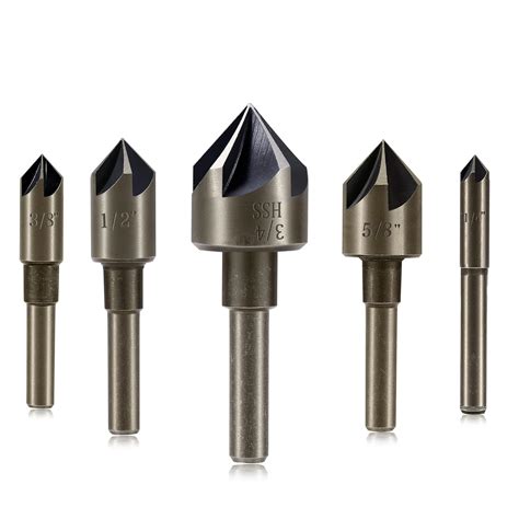 5 Piece Hss Countersink Drill Bit Set For Wood And Metal 82 Degree 5