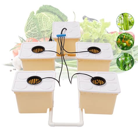 5 Plant Pots Hydroponics Grow Buckets Kit Hydroponics Drip Growing