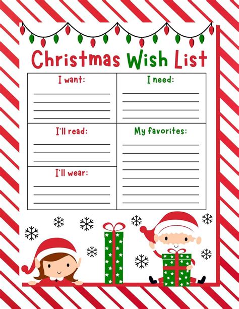 5 Printable Christmas List Templates