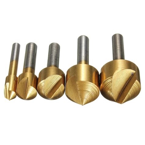 5 Tlg Hss Countersink Counterbore Countersinks Set Wood Metal 6 19Mm 90