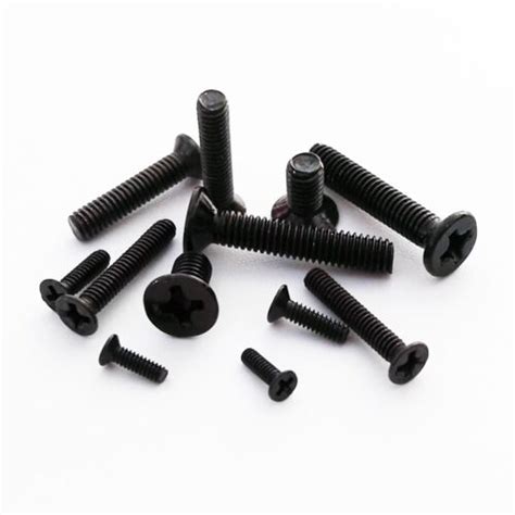 50 100Pcs Black Metric Thread Flat Countersunk Phillips Head Screw Bolt