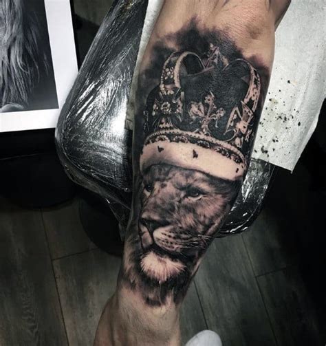 50 Lion With Crown Tattoo Designs For Men Royal Ink Ideas