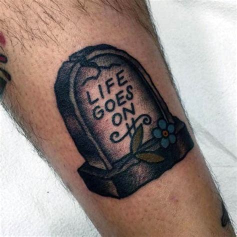 50 Tombstone Tattoos For Men Memorial Stone Designs