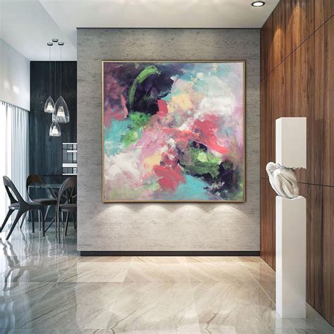 50X50 Large Colorful Painting Vivid Wall Art Canvas Hand Etsy