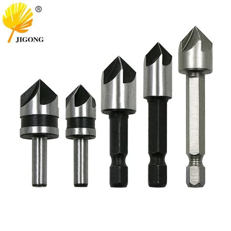 5Pc Industrial Countersink Drill Bit Set 5 Flutes Counter Sink