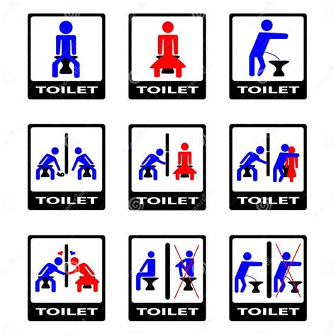 6 Funny Toilet Sign Stock Vector Illustration Of Bathroom 15854798