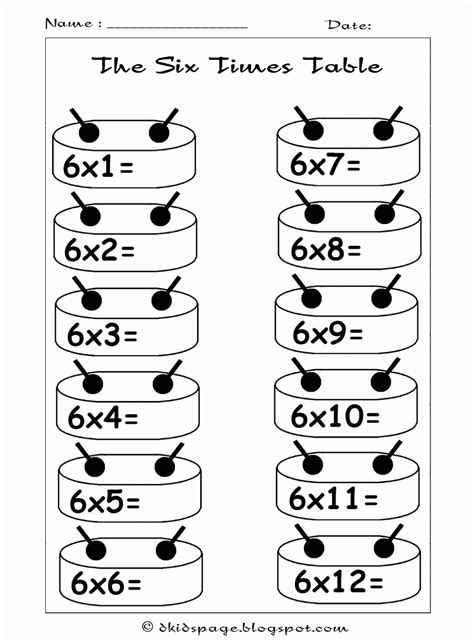 6 Times Table Worksheet