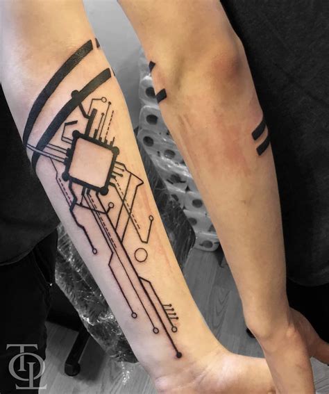 60 Cool Circuit Board Tattoo Designs For Men Geometric Tattoo